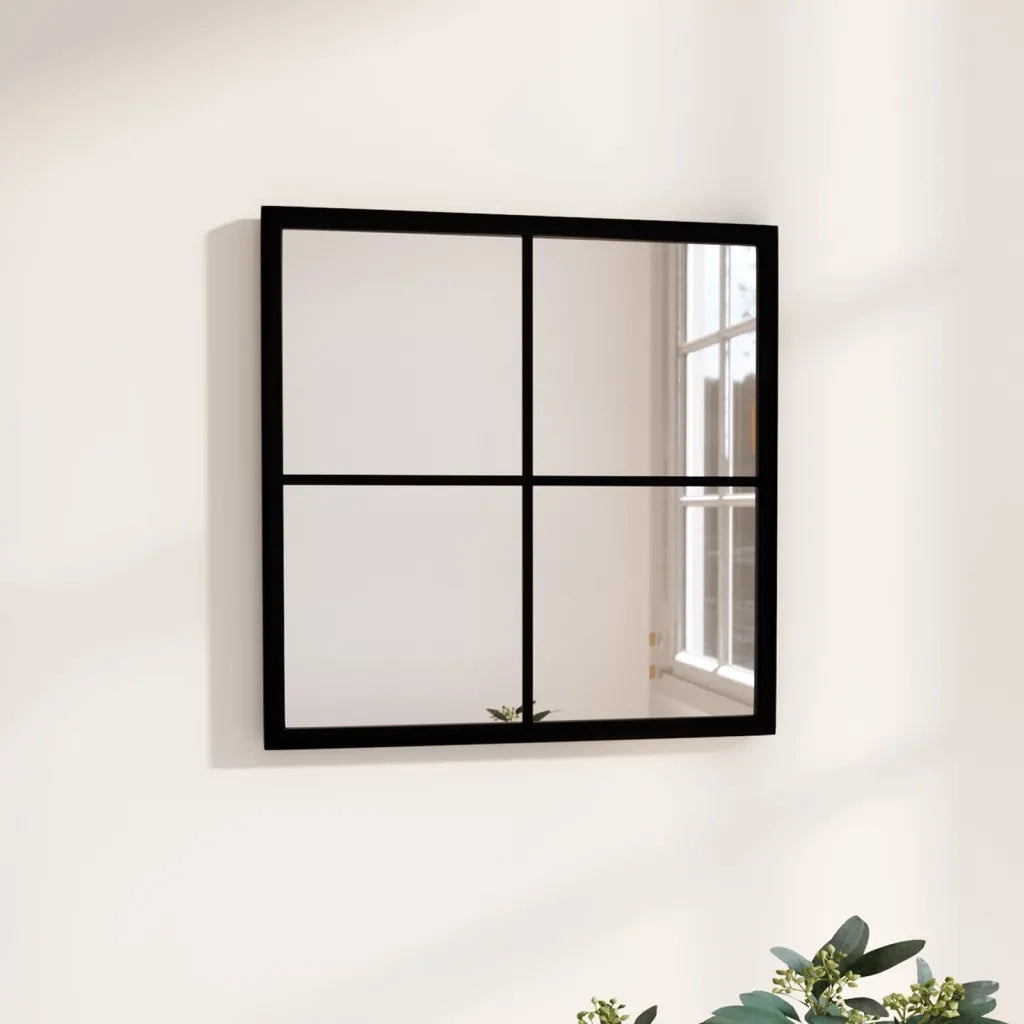 Specchio da Parete-Specchio a Muro-Specchio Decorativo Nero 40x40 cm in Metallo