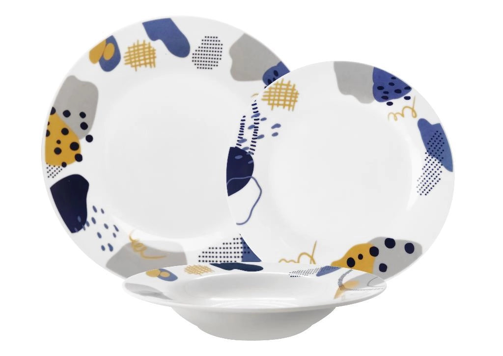 Servizio di Piatti da Tavola in Ceramica Trend Mataro' 18 Pezzi