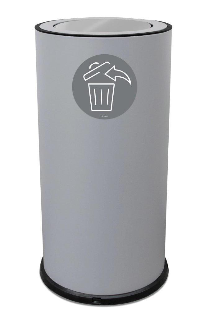 Pattumiera Per Raccolta Differenziata Ø35xh72 cm In Acciaio Verniciato con Coperchio Basculante Grigio