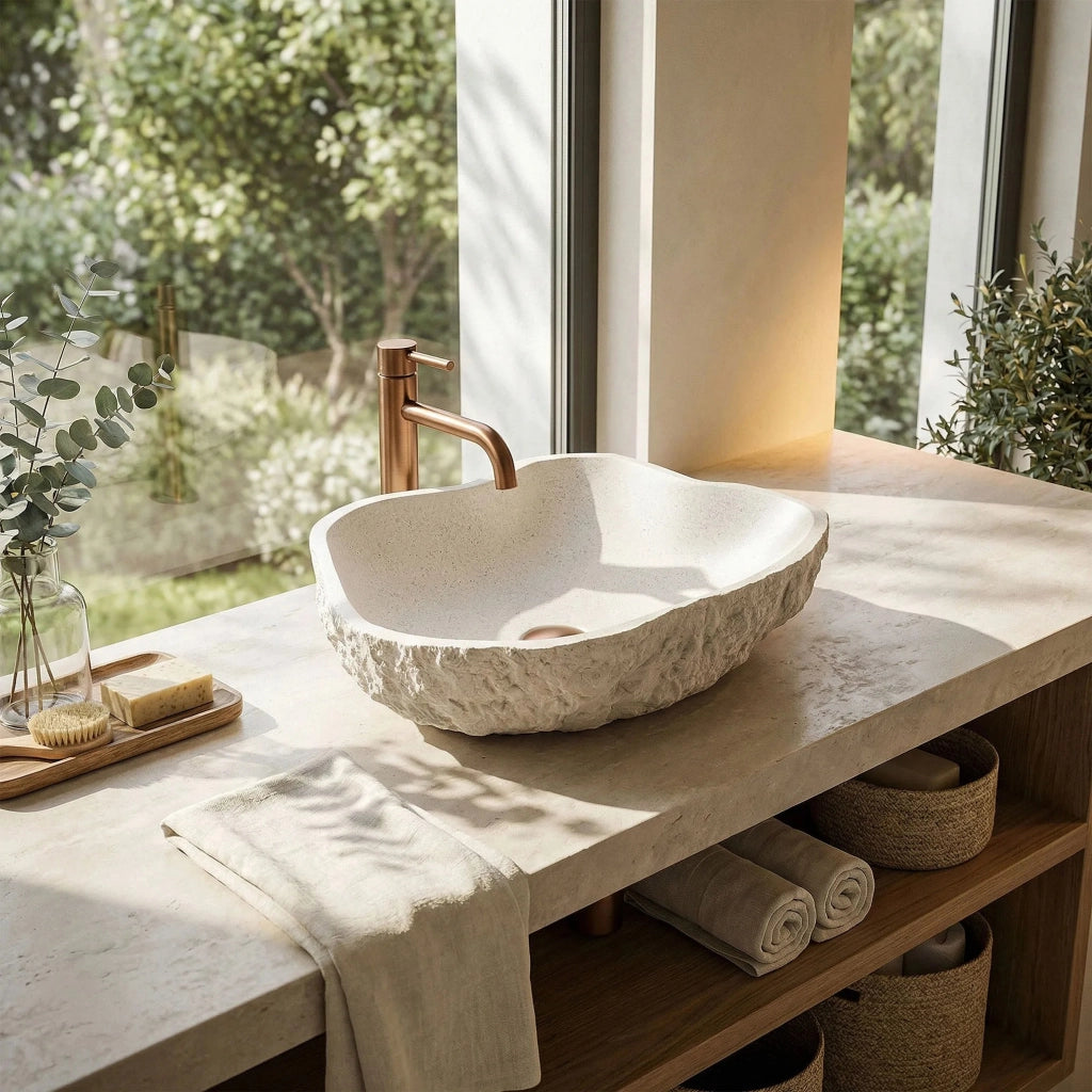 Lavabo Da Appoggio Rea Isla Warm Beige