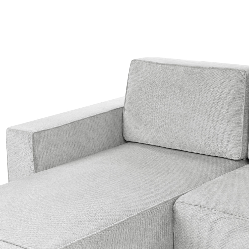 Divano letto a U in tessuto grigio chiaro 4 posti pratico vano contenitore