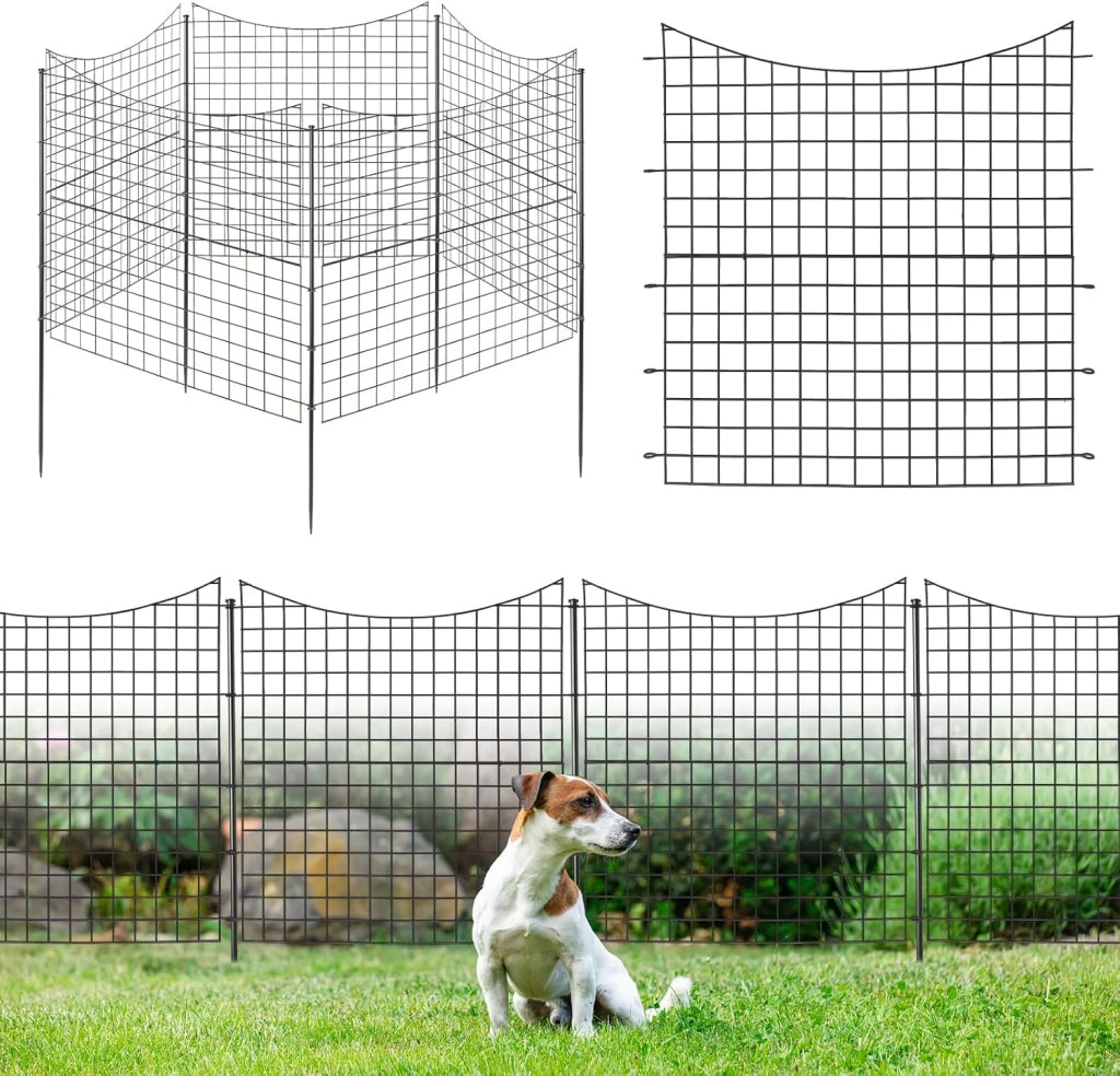 Recinzione da Giardino con 5 Pannelli e 5 Picchetti, Recinto per Aiuole 98 CM in Metallo Verniciato a Polvere Antiruggine, Pannelli per Recinzioni da Giardino, Orto ed Aiuole
