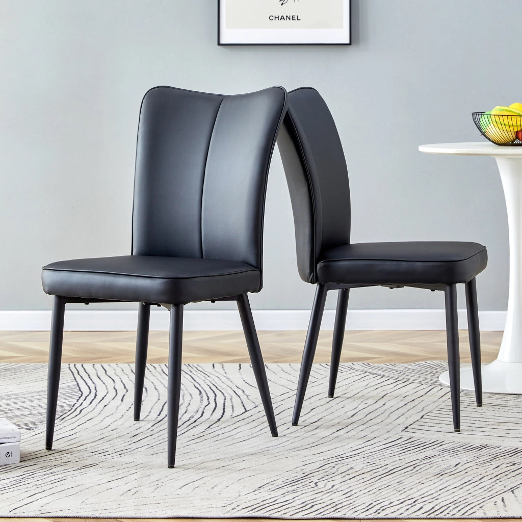SEDIA da pranzo nera in PU e metallo Set da 2 pezzi