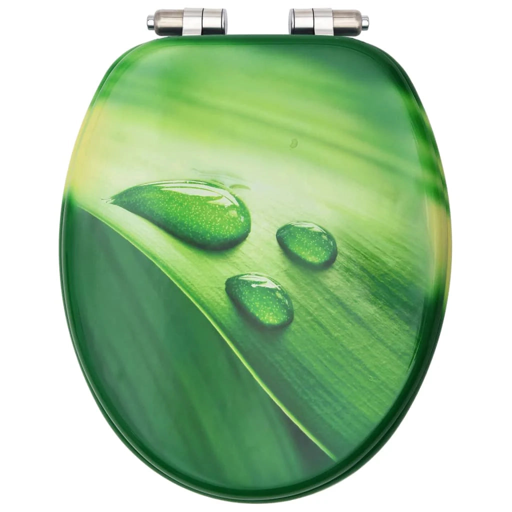 Sedile WC con coperchio a chiusura ammortizzata MDF verde con gocce d'acqua 02_0002935