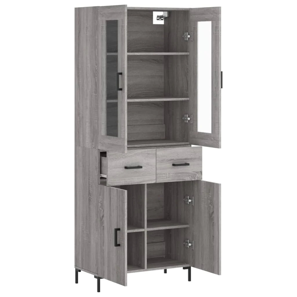 Buffet credenza cassettiera armadio mobile contenitore organizer cucina soggiorno salotto rovere Sonoma alto 69,5 x 34 x 180 cm legno ingegnerizzato grigio 02_0035562