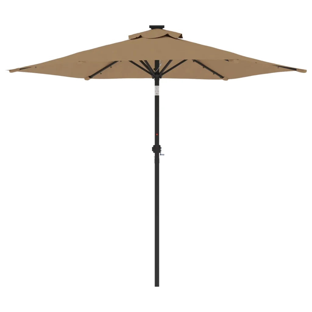 Ombrellone Giardino con LED-Ombrello da Balcone Palo Acciaio Tortora 225x225x212 cm