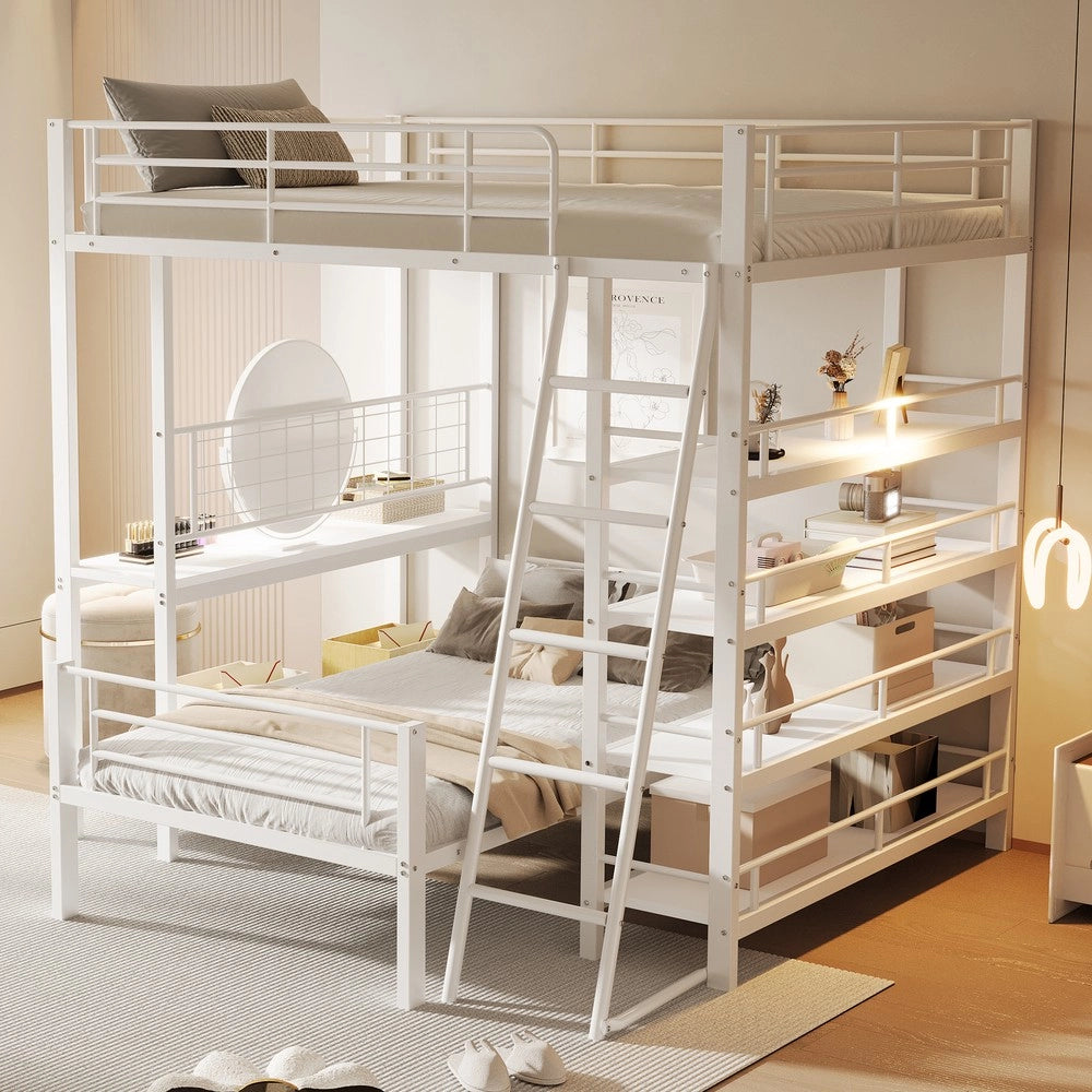 Letto a Castello in Metallo con Contenitore ¨C MINIMAL ¨C Bianco 140x200
