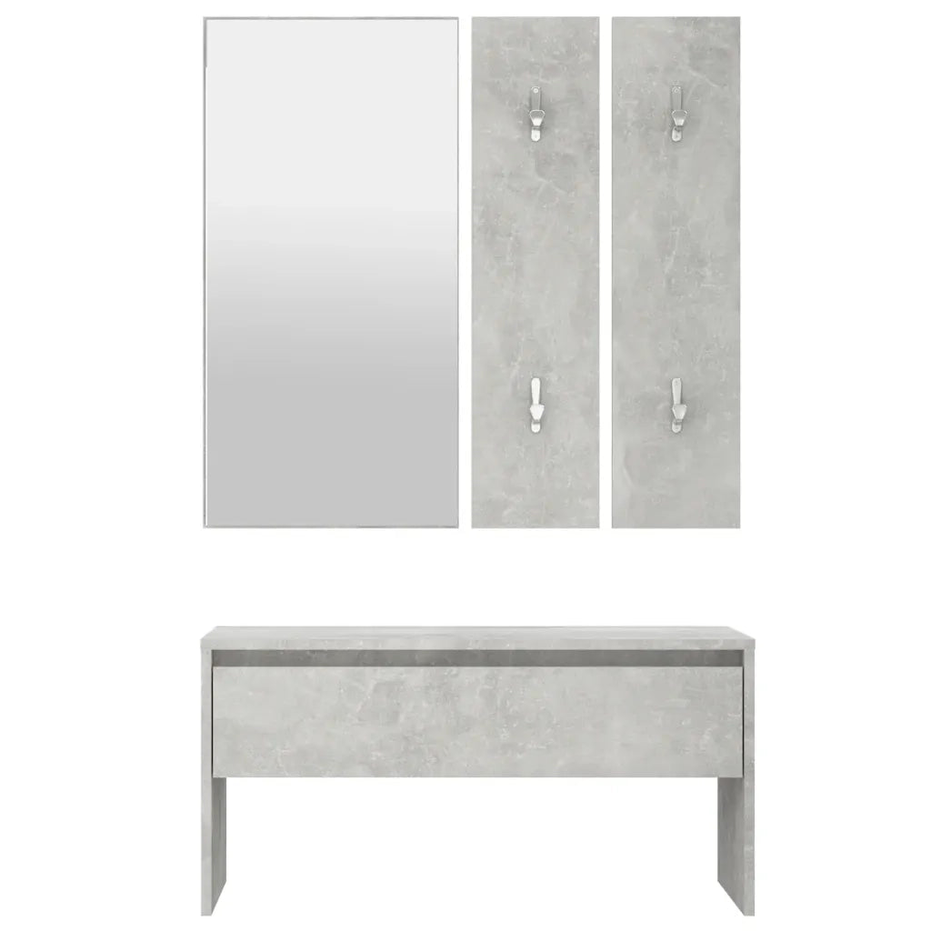 Set di Mobili da Corridoio Grigio Cemento in Legno Multistrato cod mxl 50087