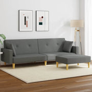 Divano Letto 2 Posti con Poggiapiedi-Sofa Letto 2 Posti-Daybed Grigio Scuro in Tessuto 390049