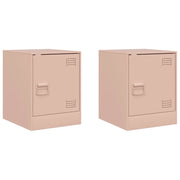Set di 2 Comodini | Armadio da Notte | Mobiletto da notte Rosa 34,5x39x44 cm in Acciaio
