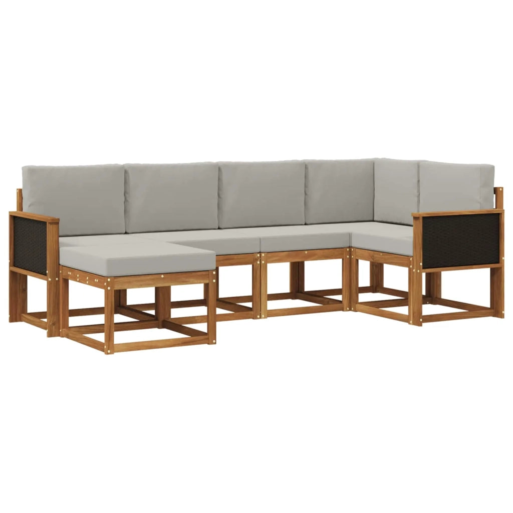 Set di divani da esterno 6 pz Naturale e Grigio Chiaro 3385342