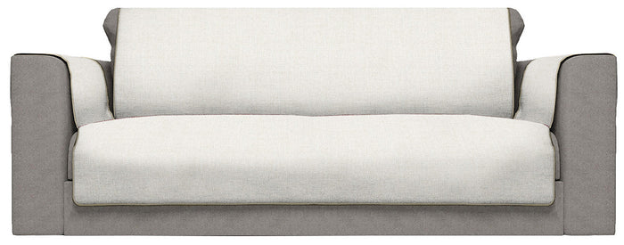 Copridivano con Copri Braccioli Seduta 60 cm in Poliestere Panna