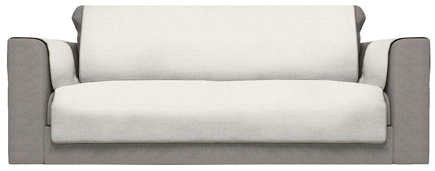 Copridivano con Copri Braccioli Seduta 125 cm in Poliestere Panna