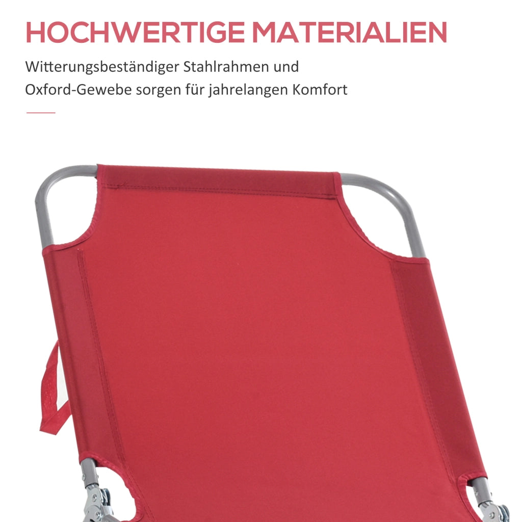 Lettino da giardino pieghevole ¨C zephmum ¨C 187x55x24, rosso bordeaux, metallo