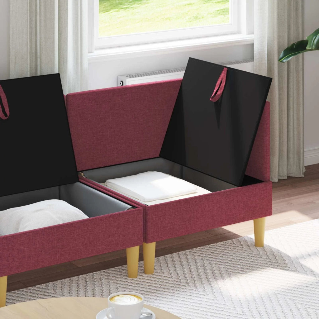 Set di mobili per il soggiorno 3 pcs Rosso Vino Tessuto 3413688