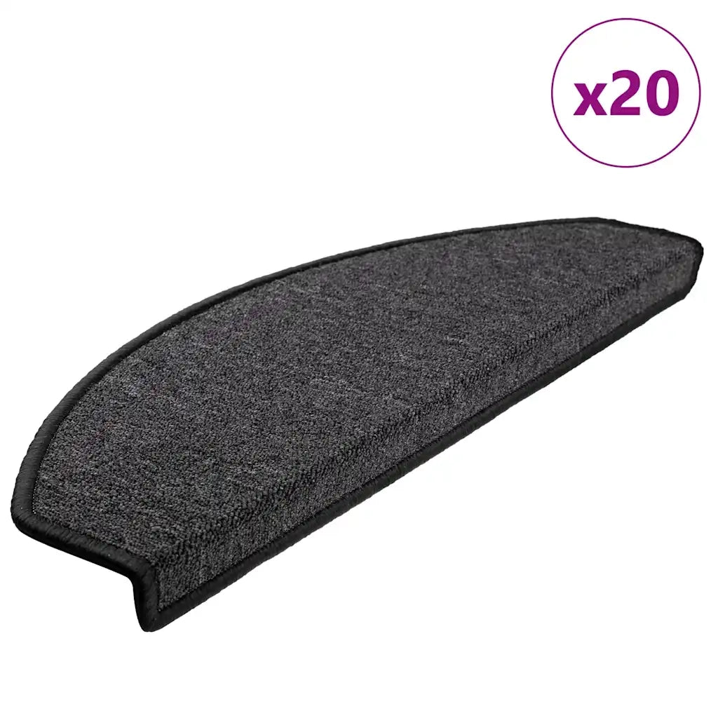 Tappetini per scale 20 pz 65x24x4 cm Antracite Semicircolari Grandi