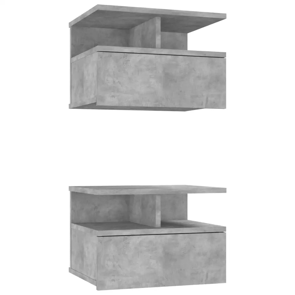 Set di 2 Comodini | Armadio da Notte | Mobiletto da notte Pensili Grigio Cemento 40x31x27cm in Multistrato