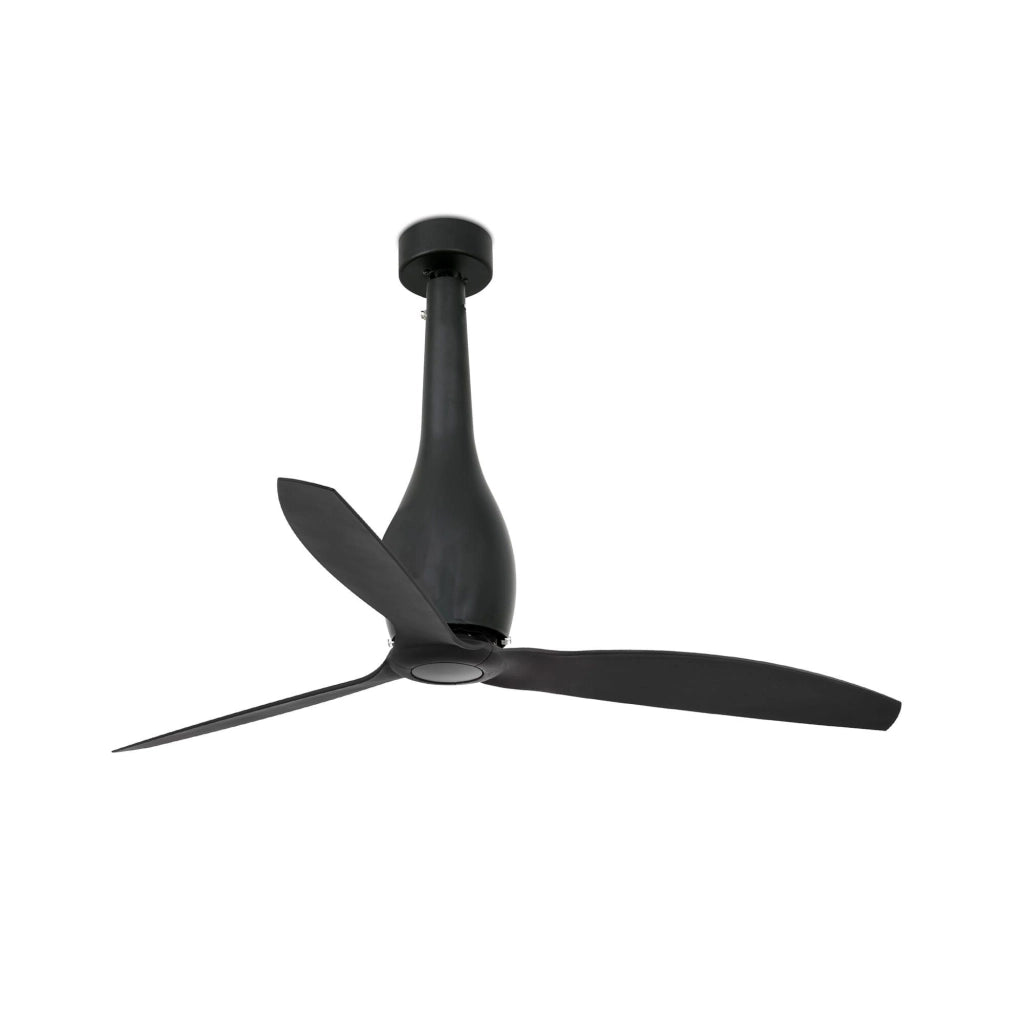 FARO Ventilatore da Soffitto DC 6 Velocita con Funzione Inversa Telecomando Incluso Nero Opaco Acciaio e Policarbonato FARO-32006
