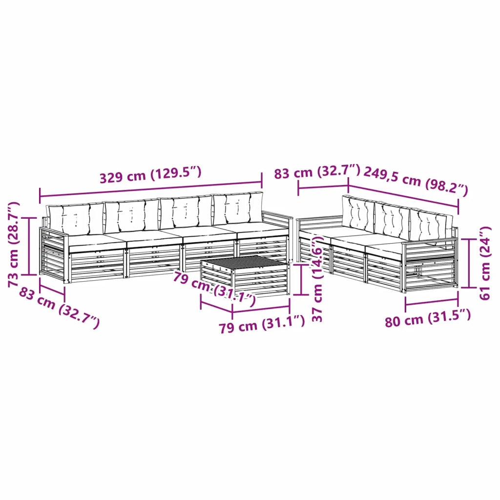 Set di divani da esterno 8 pz Bianco e Antracite Poliestere 3390177
