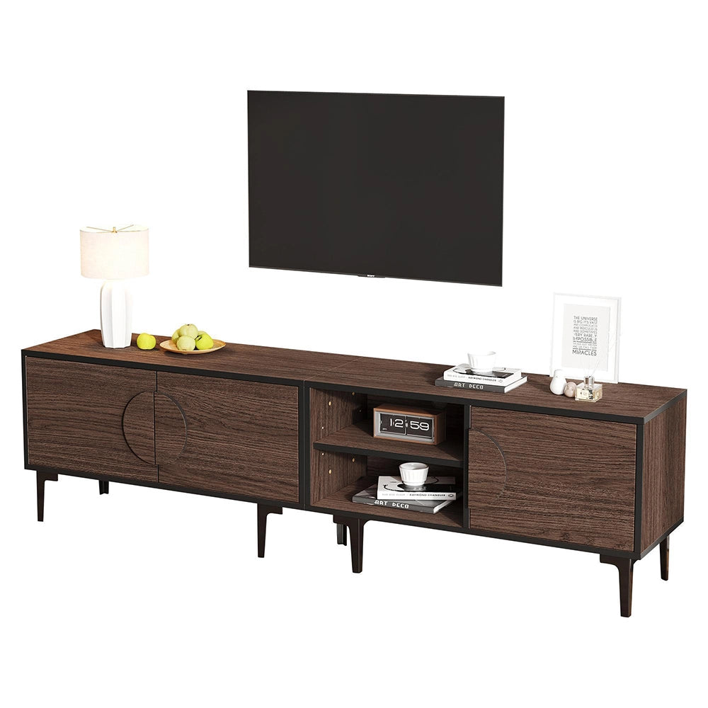 Mobile TV Basso 180x35x49cm - Xylo - 2 Ante, Colore Noce Scuro, fino a 80"