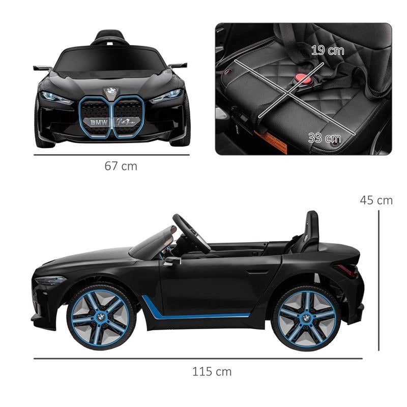 MACCHINA ELETTRICA PER BAMBINI 3-6 ANNI CON LICENZA BMW CON TELECOMANDO, CLACSON E FARI, 115X67X45 CM, NERA