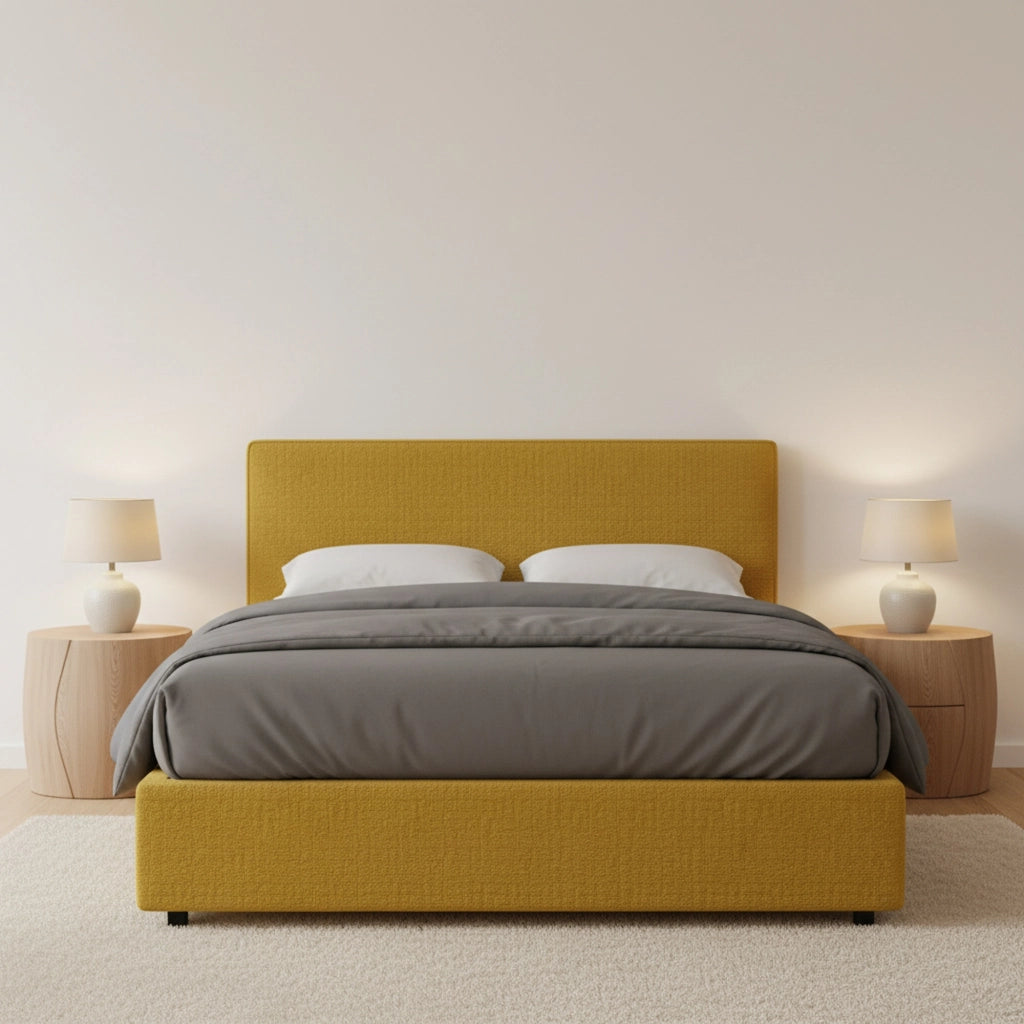 Basildon, Letto Matrimoniale Sfoderabile Made in Italy, Giallo Ocra