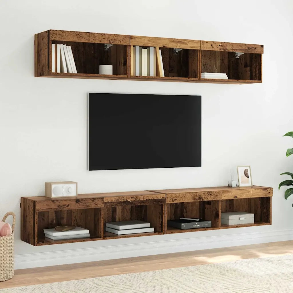 Set mobile TV con LED 2 pcs Legno vecchio 100 x 30 x 30 cm
