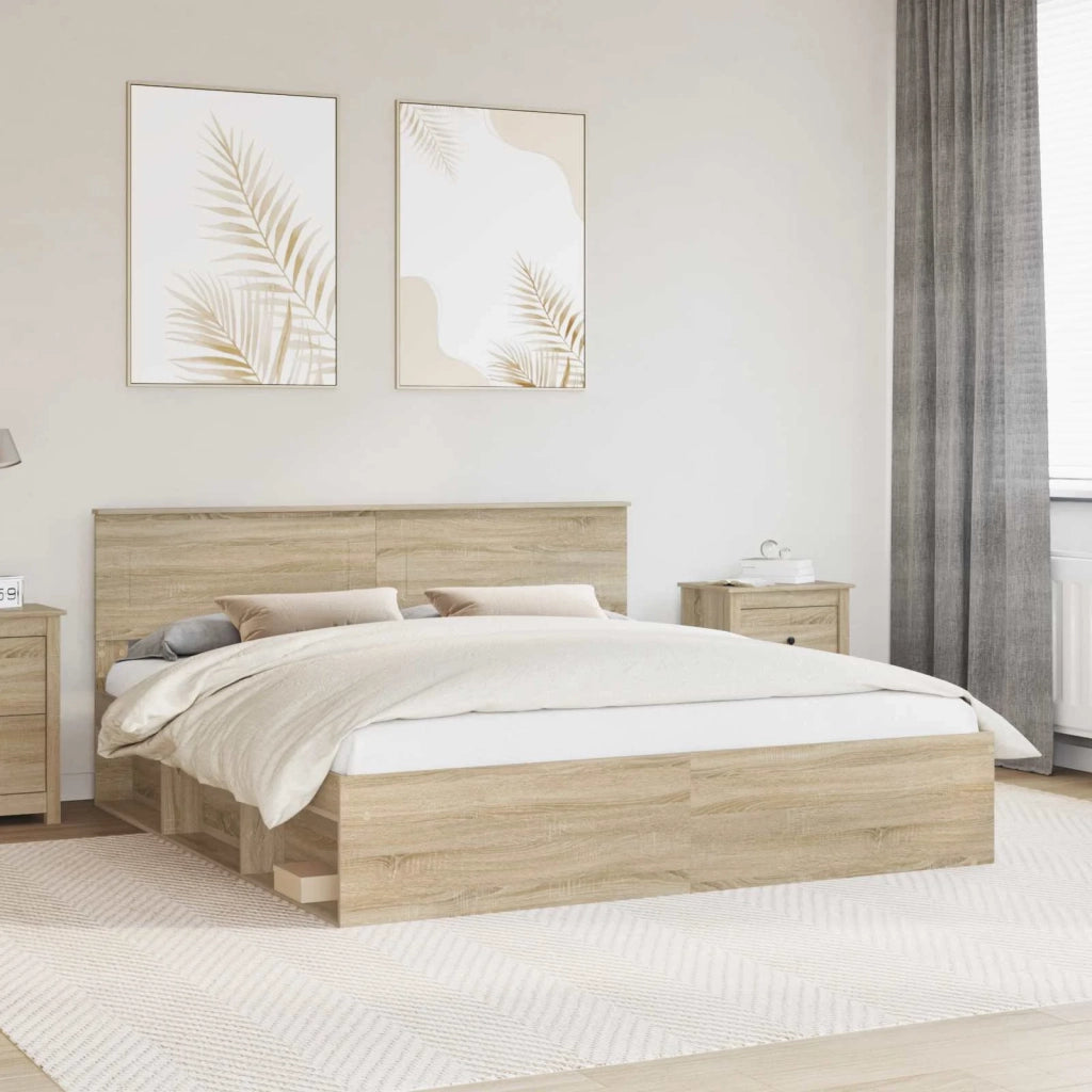 Struttura del letto Sonoma 200 x 200 cm Legno multistrato 3407834