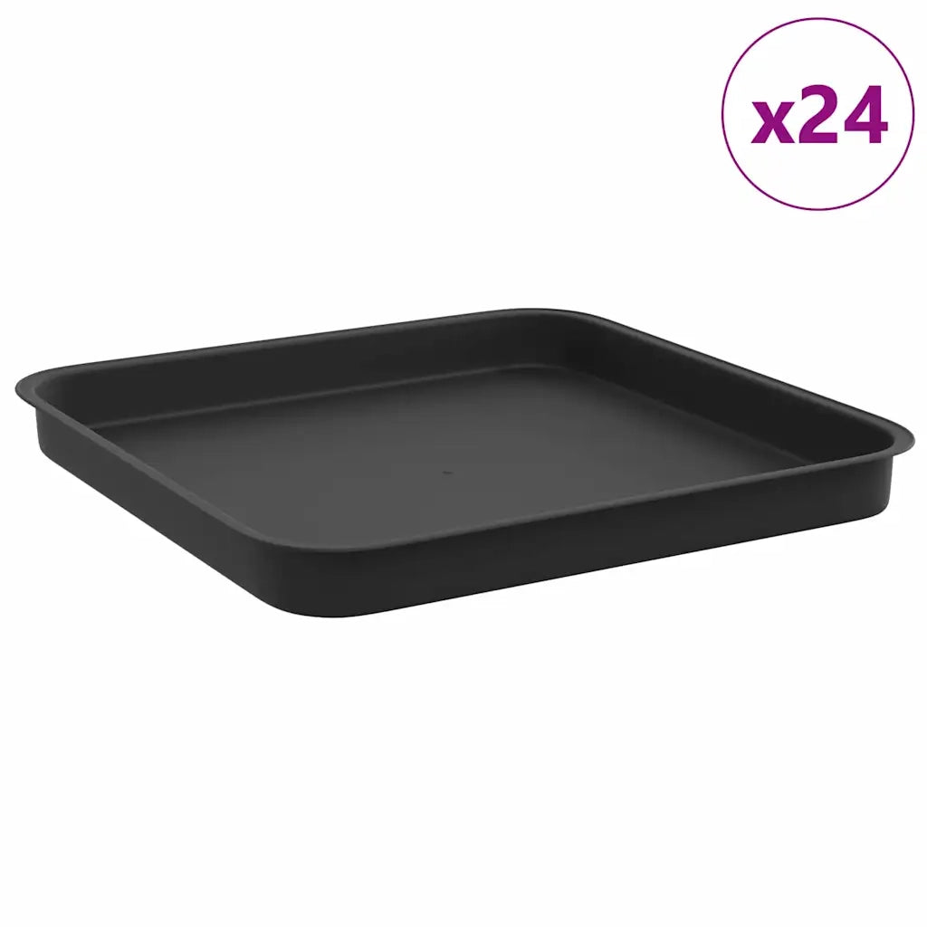Vassoio Quadrato per Fiori 24 pcs Nero 21 x 21 x 2 cm Plastica 42020375