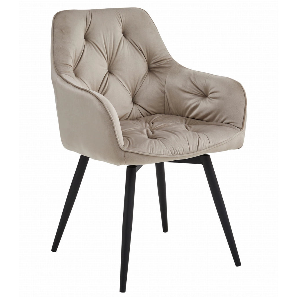 Poltrona girevole Jork 360 in velluto beige scuro