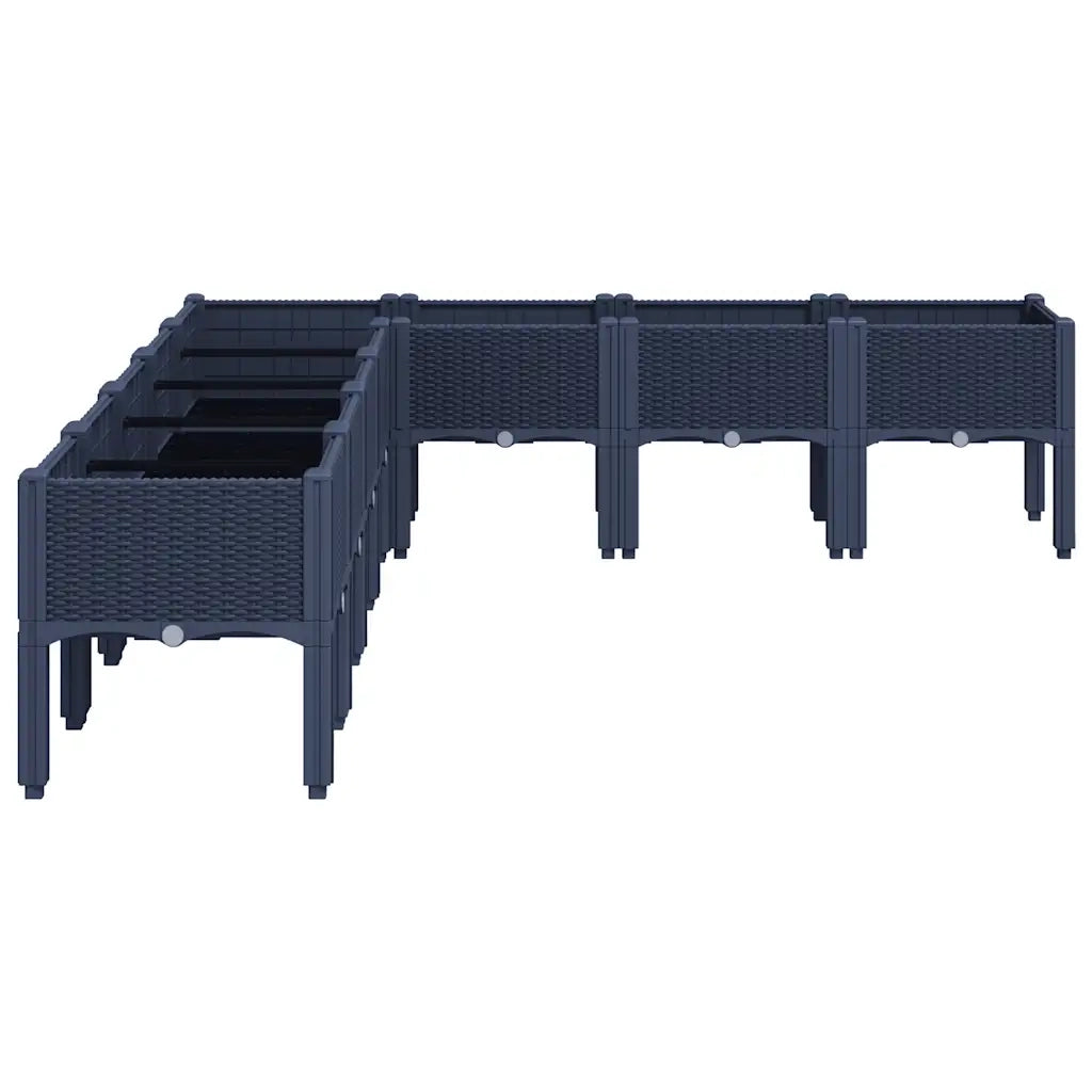 Fioriera da Giardino con Gambe Grigio Blu 200x160x42 cm in PP