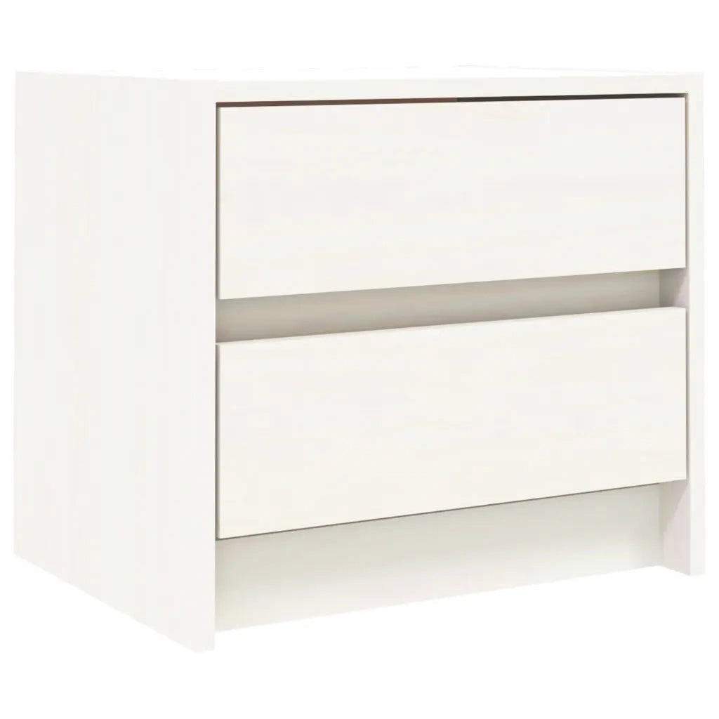 Comodino Bianco 40x31x35,5 cm in Legno Massello di Pino 836137