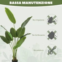 Pianta Artificiale da 160 cm a 10 Foglie in PEVA Verde con Vaso da Ø16.5x13.5 cm