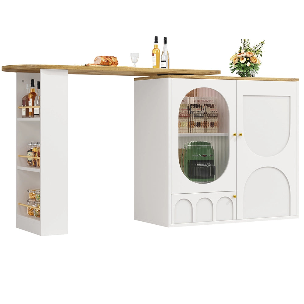 Tavolo Bar Girevole - Xylo - 138??39??102 cm - 3 Porte con Ripiani Bianco/Nero