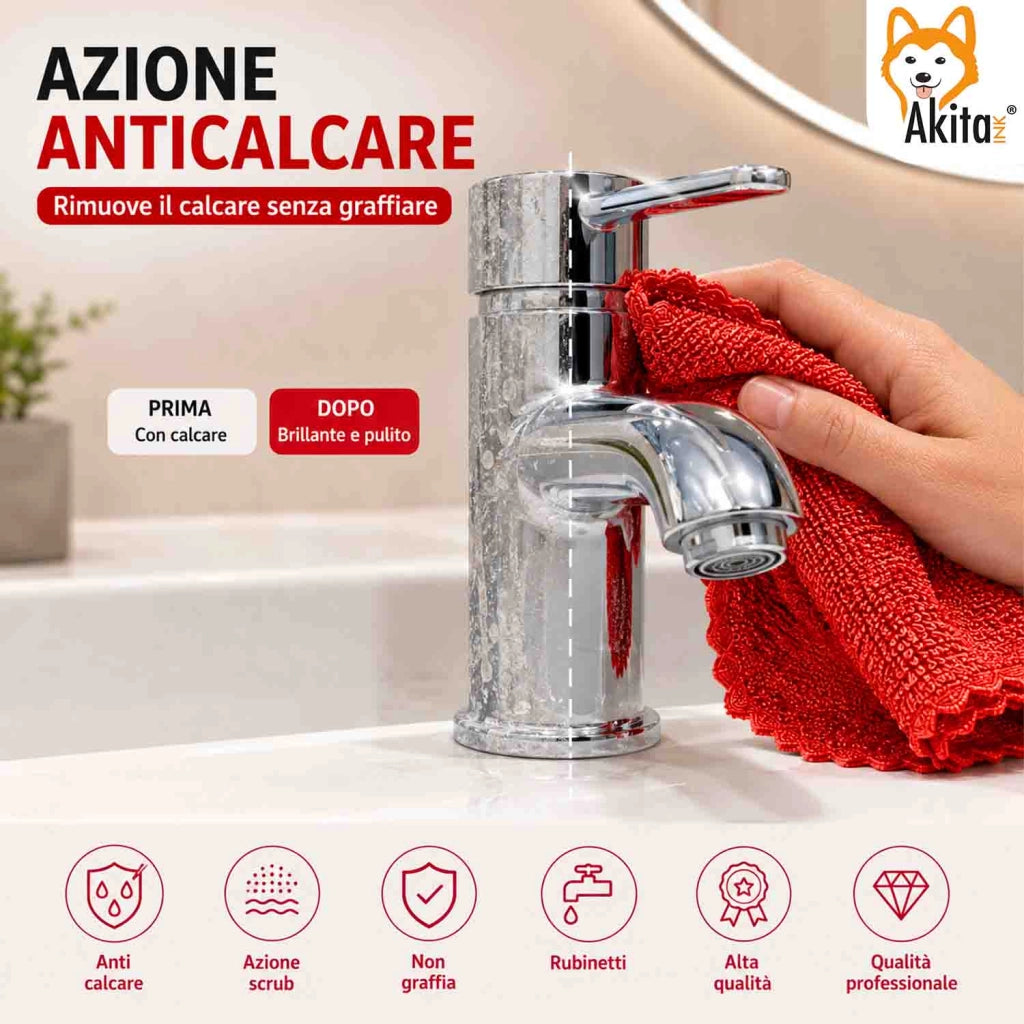 Akitaink 3 Panni in Microfibra Anticalcare 38x35 cm