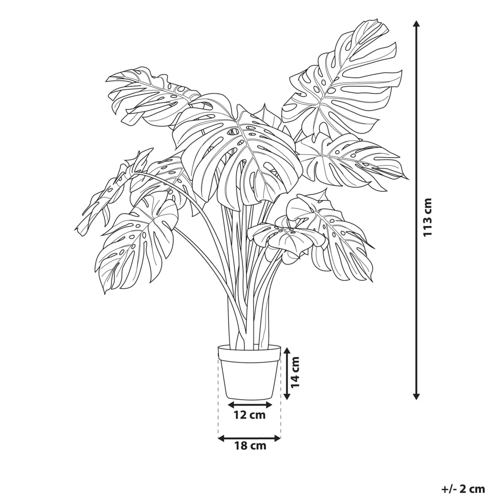 Pianta artificiale di Monstera in vaso verde e Nero sintetico 113 cm Materiale decorativo per interni