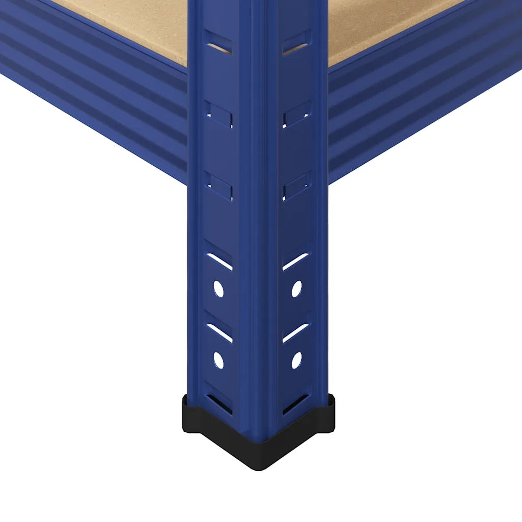 Mensole Portaoggetti 5 Strati 3pz Blu Acciaio Legno Multistrato 3307592