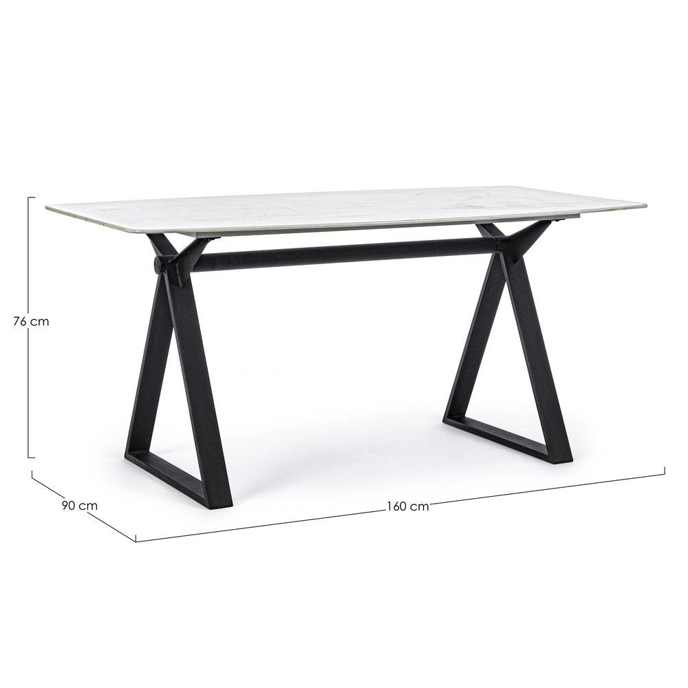 Tavolo Vetro Nero Moderno da Interno 160x90 cm - LUNA