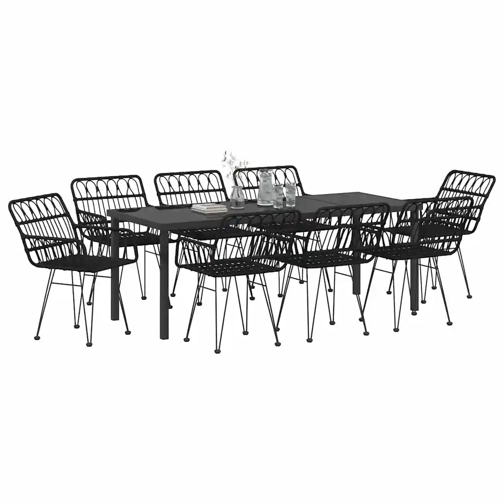 Set da Pranzo per Giardino 9 pcs Nero 3379190