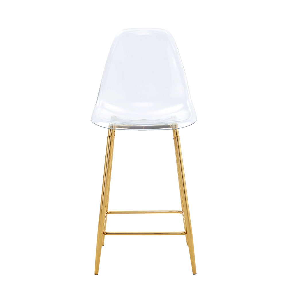 Sgabello da bar 68.5x48x47 cm con poggiapiedi in plastica trasparente e metallo oro