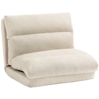 Pouf con Funzione Letto, Schienale Regolabile, Pieghevole, fino a 120 kg, 70 x 41 x 56 cm, Beige