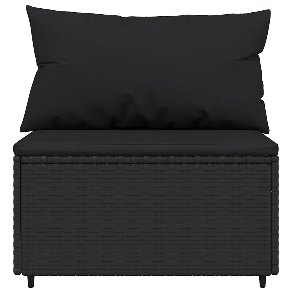 Set Divani da Giardino 3 pz con Cuscini Nero in Polyrattan 319787