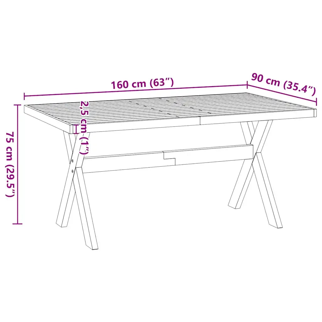 Tavolo Pranzo NOAIN Gambe a Forma X 160x90x75 cm Legno Massello 4100043