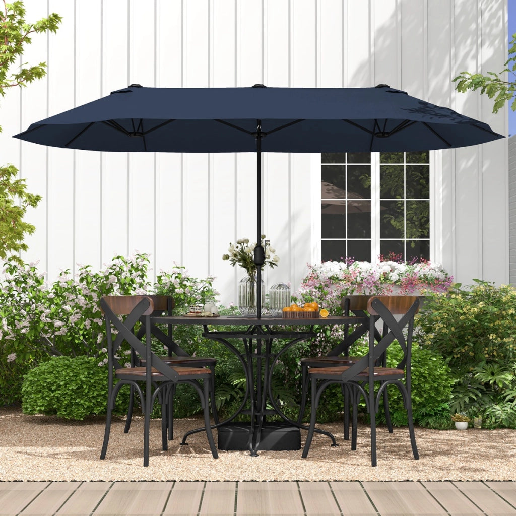 Ombrellone bifacciale da patio per giardino, Ombrellone da esterno con base riempibile Blu navy