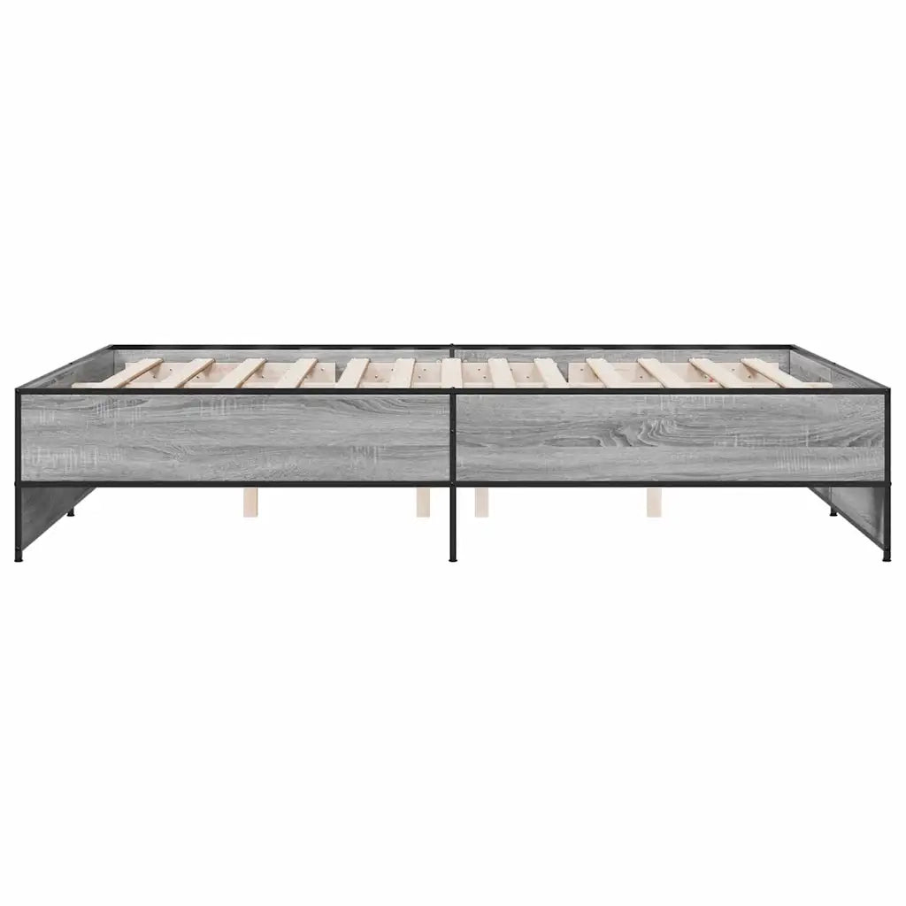 Letto matrimoniale | Letto per adulti | Giroletto Grigio Sonoma 160x200 cm in Legno Multistrato Metallo