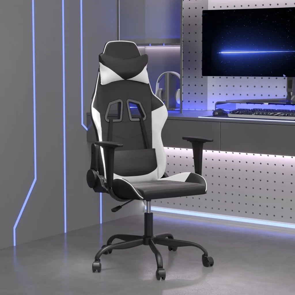 Sedia da Gaming | Sedia da e-sports Nero e Bianco in Similpelle