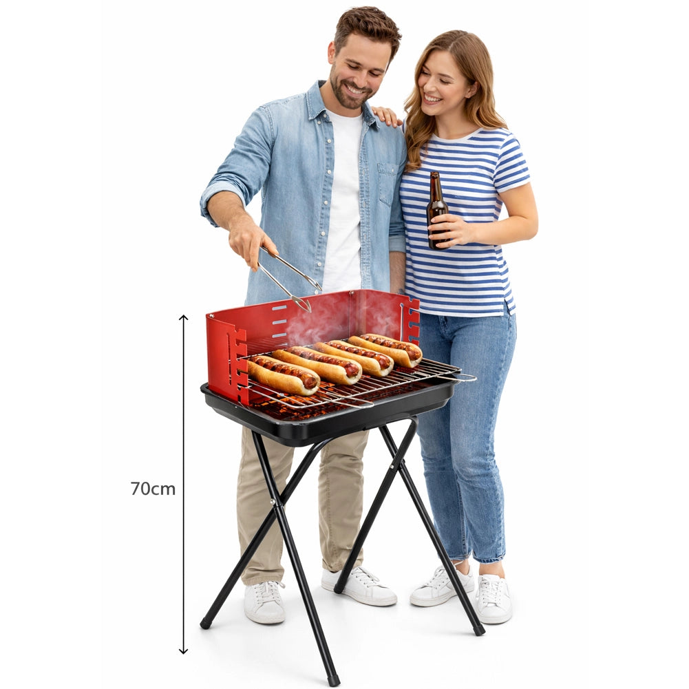 Barbecue da Viaggio Pieghevole Carbonella Rettangolare Griglia Graticola Acciaio
