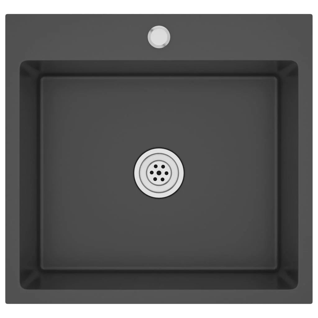 Lavello da cucina fatto a mano 53 x 50 cm acciaio inox nero 02_0002460