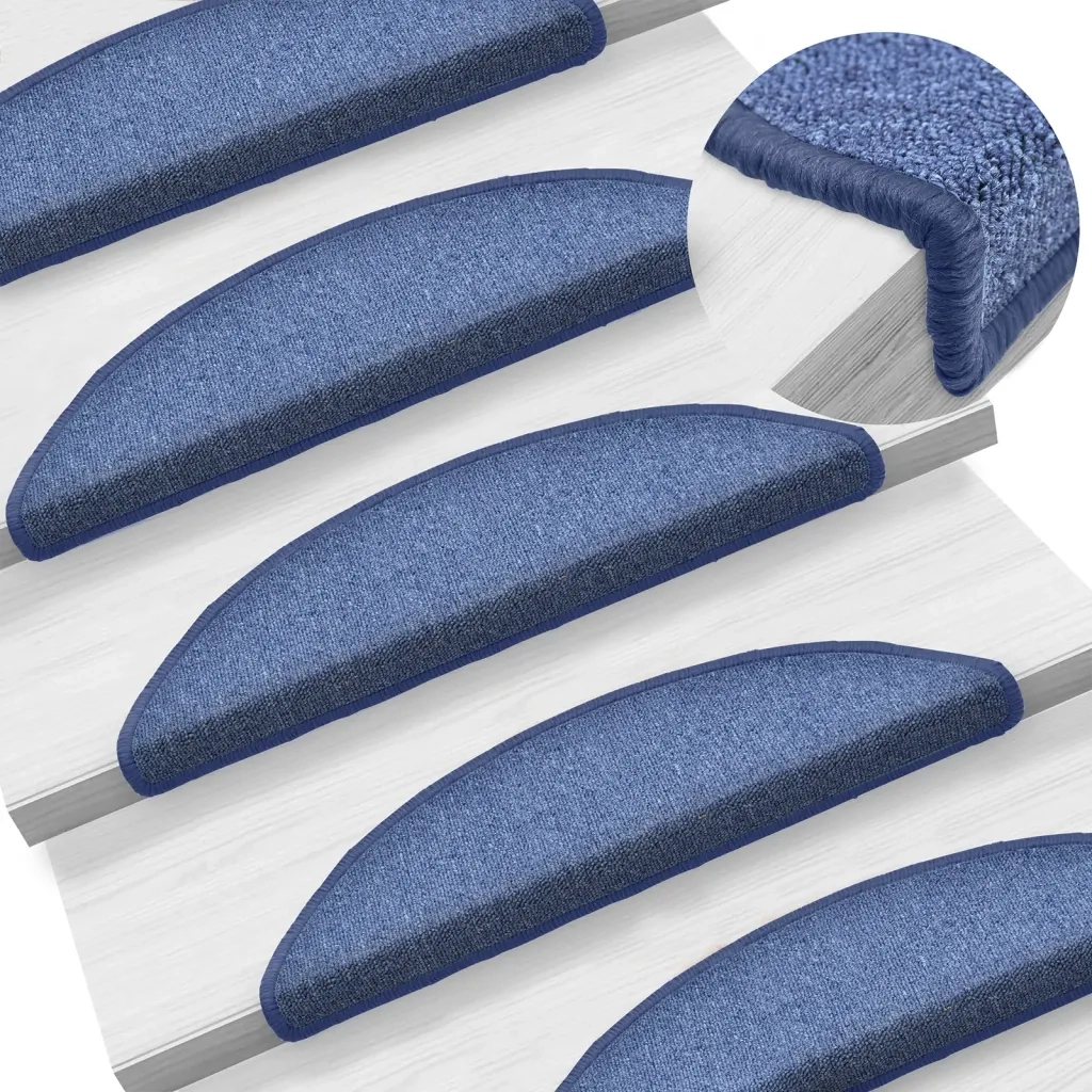 Tappetini per scale 15 pz 56x17x3 cm blu semicircolari 133883