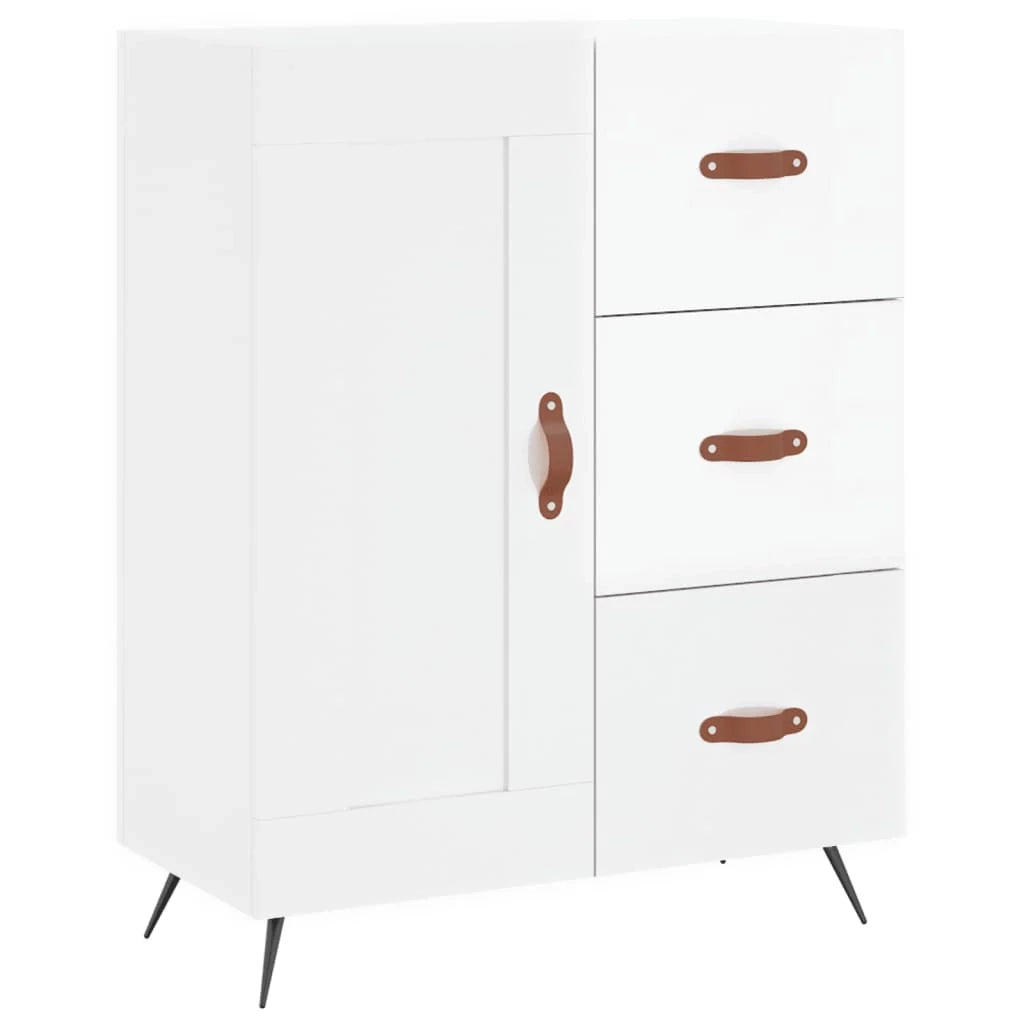 Buffet credenza cassettiera mobiletto mobile contenitore organizer per cucina soggiorno finitura lucida 69,5 x 34 x 90 cm legno ingegnerizzato bianco 02_0030745